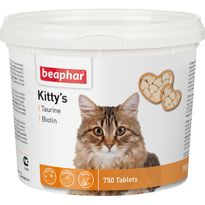 Beaphar Кормовая добавка Kitty's + Taurine-Biotine с биотином и таурином для кошек 750 таб.